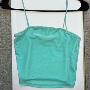 Shein teal velvet crop top